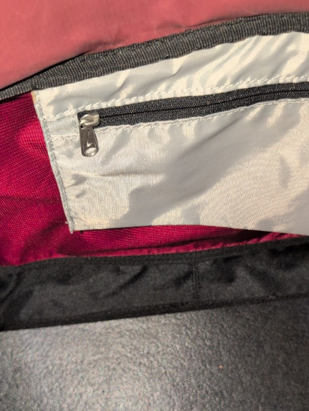 Nike Maroon and Black Duffel with White Swoosh Removable Crossbody Strap - Picture 10 of 13